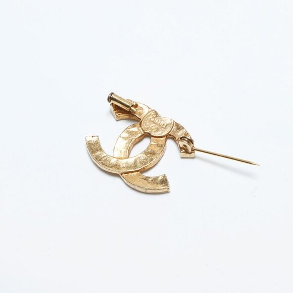 Authentic CHANEL Brooch CC Vintage Gold Pin Brooch Rhinestone Crystal - Picture 8 of 8